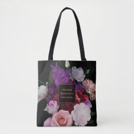 Bolso De Tela Floraciones negras románticas personalizadas