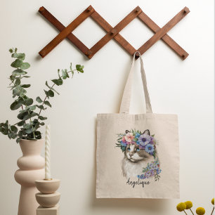 Bolso De Tela Floraciones personalizadas de color de agua