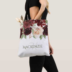 Bolso De Tela Floraciones rusas Personalizado Rojo de Terracot
