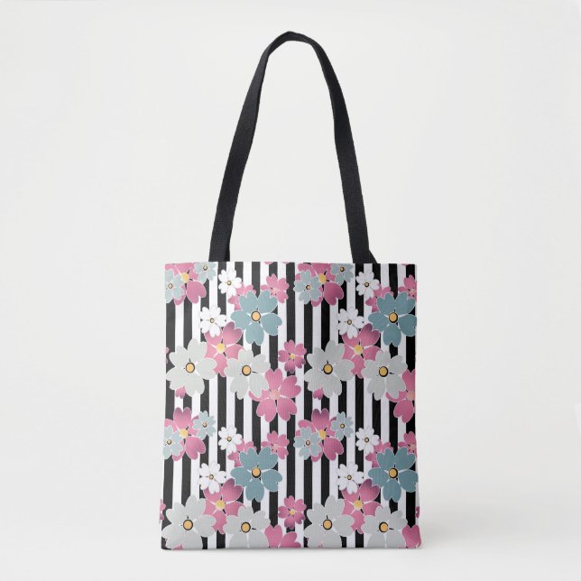 Bolso De Tela Floral, a rayas (Anverso)