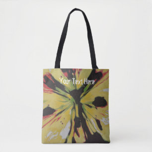 Bolso De Tela Floral abstracta amarilla negra y roja