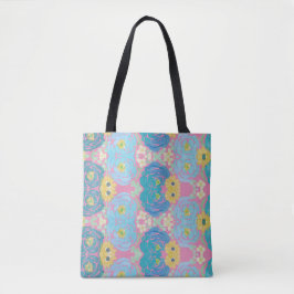 Bolso De Tela Floral Acuarela Azul y Amarillo