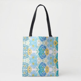 Bolso De Tela Floral Acuarela Azul y Amarillo