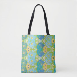 Bolso De Tela Floral Acuarela Azul y Amarillo