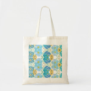 Bolso De Tela Floral Acuarela Azul y Amarillo