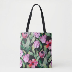Bolso De Tela Floral acuarela, hermoso patrón sin fisuras.