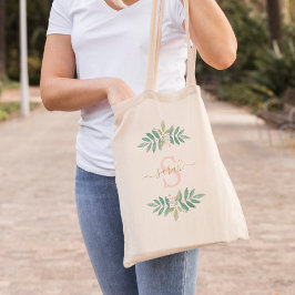 Bolso De Tela Floral acuarela monogramada