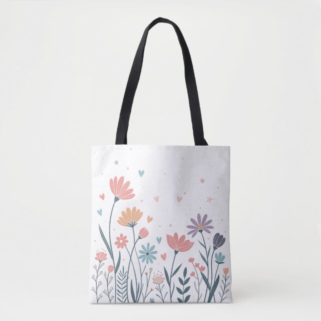Bolso De Tela Floral acuática caprichosa (Anverso)