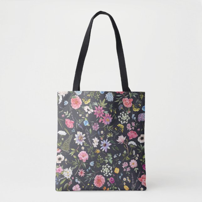 Bolso De Tela Floral acuática: Patrón de verano suave. (Anverso)