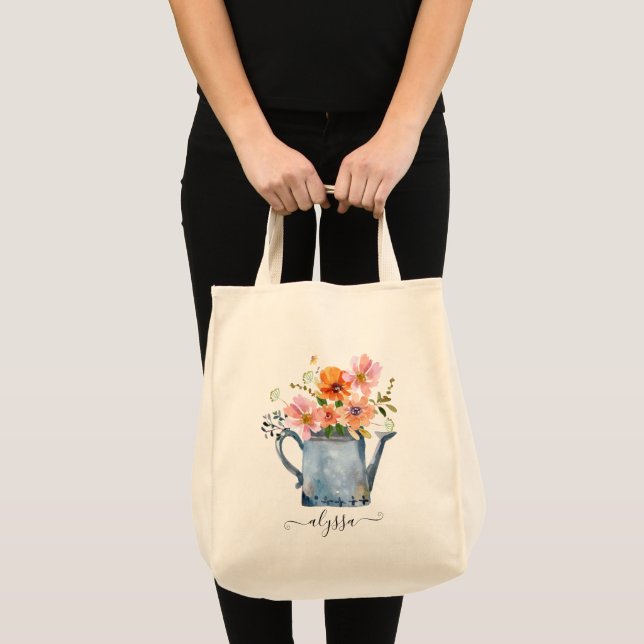Bolso De Tela Floral acuática pintada a mano (Anverso (producto))