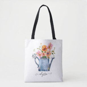 Bolso De Tela Floral acuática pintada a mano