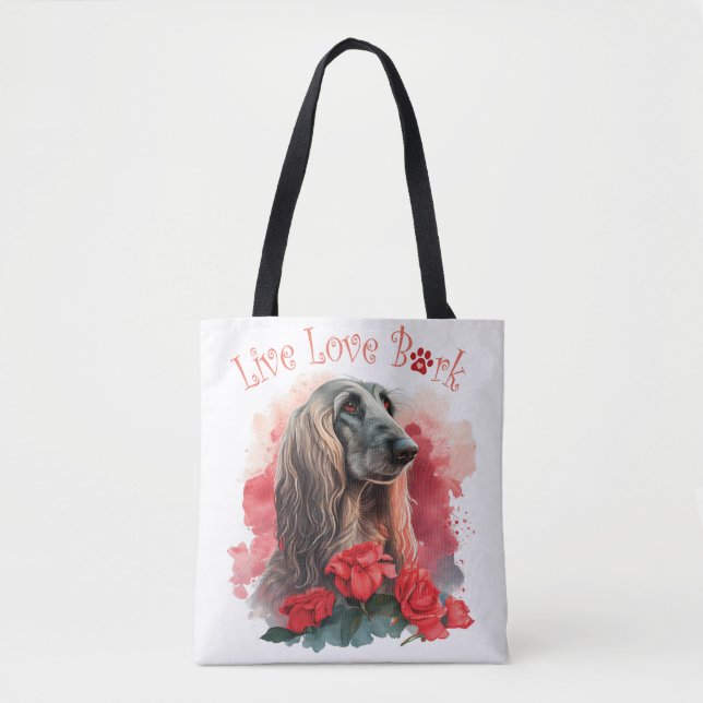 Bolso De Tela Floral afgana de mamá perro (Anverso)