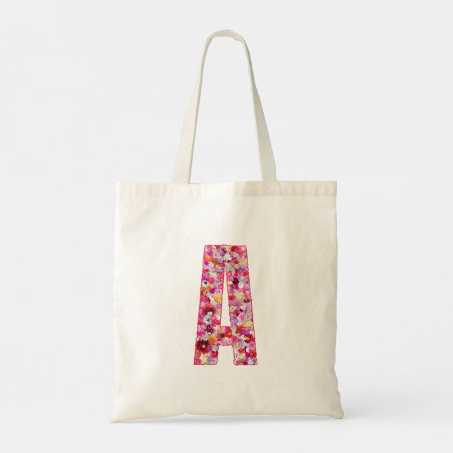 Bolso De Tela Floral Alphabet Letter A (Reverso)