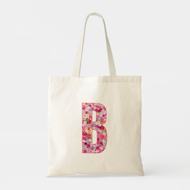 Bolso De Tela Floral Alphabet Letter B (Reverso)