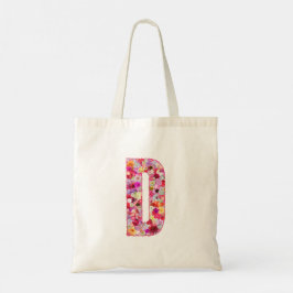 Bolso De Tela Floral Alphabet Letter D