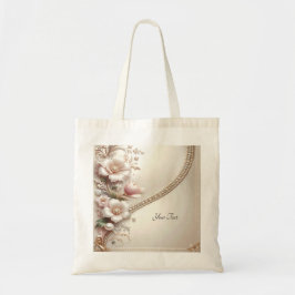 Bolso De Tela Floral and Pearl Embellishments Tote Bag