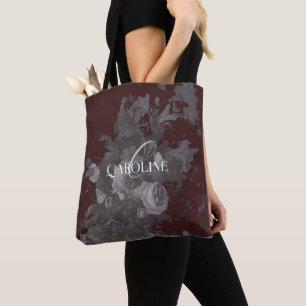 Bolso De Tela Floral arbolada de Borgoña con vida elegante