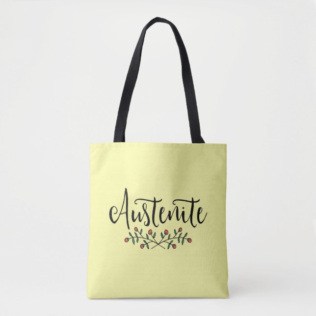 Bolso De Tela Floral Austenita Amarillo Bookish (Anverso)