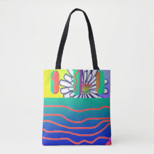 Bolso De Tela Floral Azul Arcoíris