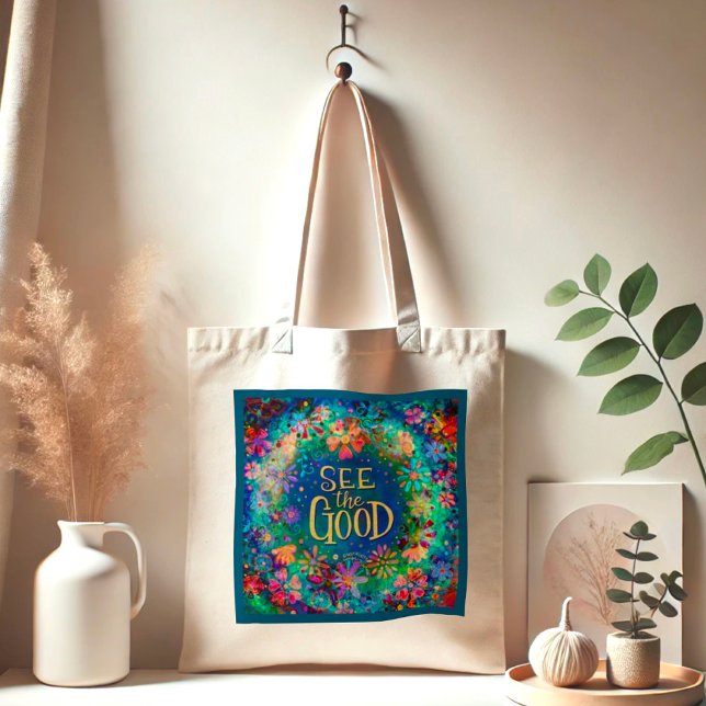 Bolso De Tela Floral azul bonito ver la buena inespiritualidad (Subido por el creador)