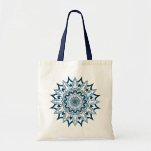 Bolso De Tela Floral azul Mandala Tote Bag