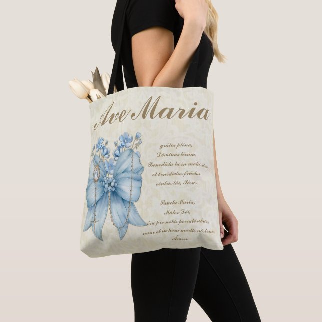 Bolso De Tela Floral azul santa Santa María (Detalle)