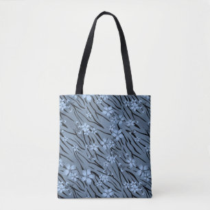 Bolso De Tela Floral, azul, tigre patrón