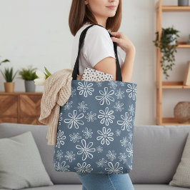 Bolso De Tela Floral blanca y azul de estilo