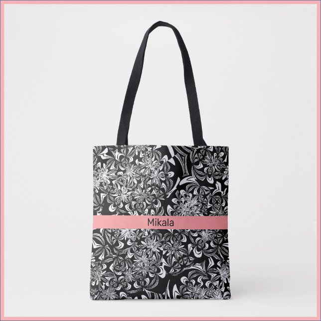Bolso De Tela Floral blanca y negra elegante (Subido por el creador)