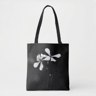 Bolso De Tela floral blanca y negra mínima
