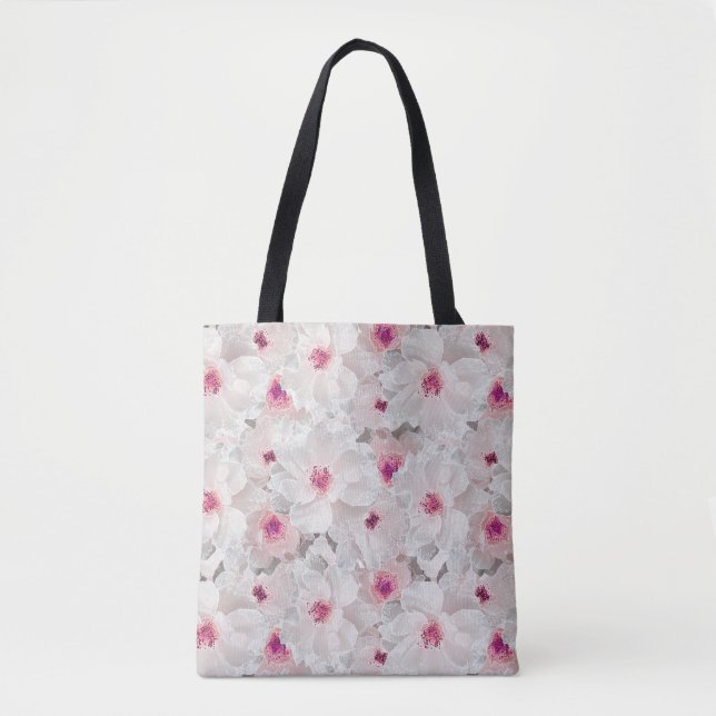 Bolso De Tela Floral blanca y rosa delgada (Anverso)
