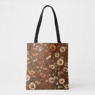 Bolso De Tela Floral Boho Acuarela Terracota de Otoño