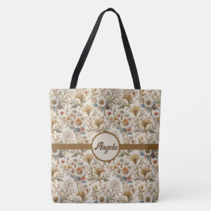 Bolso De Tela Floral boho en Beige