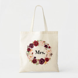 Bolso De Tela floral borgoña novia MRS.