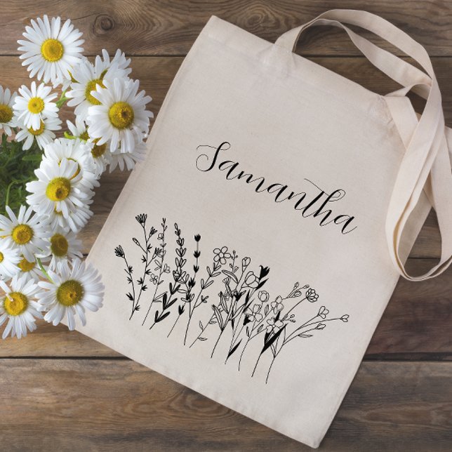 Bolso De Tela Floral Bridesmaid Nombre Bachelorette (Personalized Bridesmaid Tote Bag)