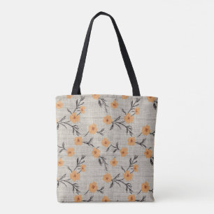 Bolso De Tela Floral Burlap