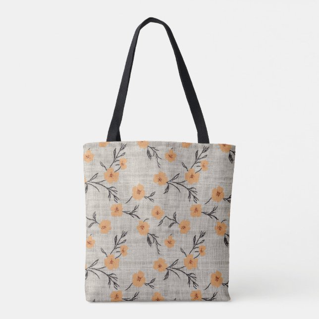 Bolso De Tela Floral Burlap (Reverso)
