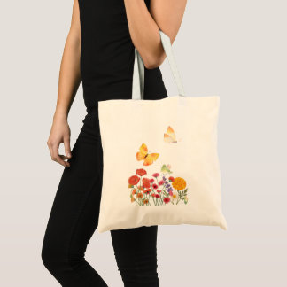 Bolso De Tela Floral & Butterfly Tote Bag – Elegant Flowers and