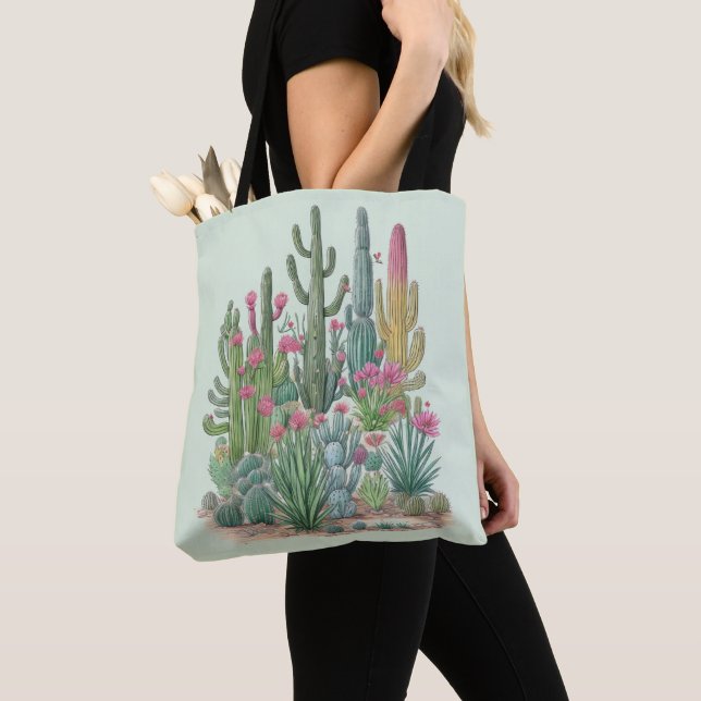 Bolso De Tela Floral Cactus (Detalle)