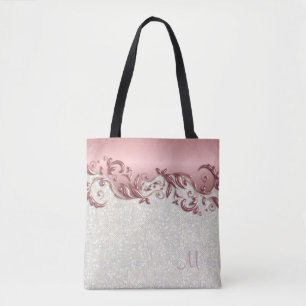 Bolso De Tela Floral color de rosa rosado metálico con el