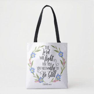 Bolso De Tela Floral Cristiano - “El Señor Luchará Tote