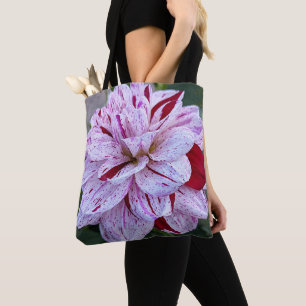 Bolso De Tela Floral Dahlia Bloom Variado Rojo y Blanco