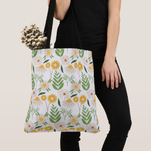 Bolso De Tela Floral Daisies