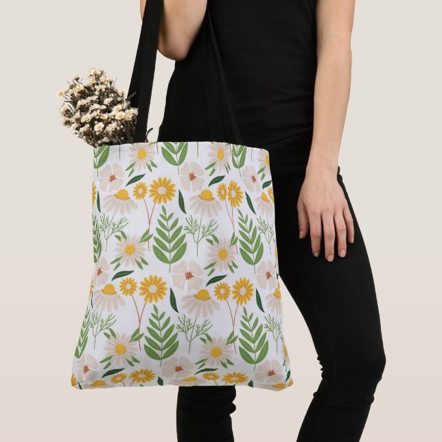 Bolso De Tela Floral Daisies (Detalle)