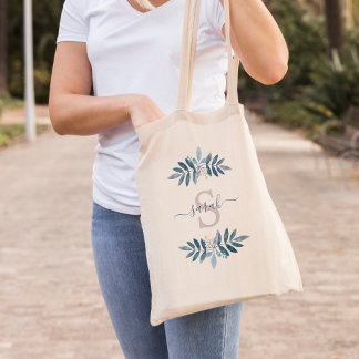 Bolso De Tela Floral de acuarela de Lilac Monogramada
