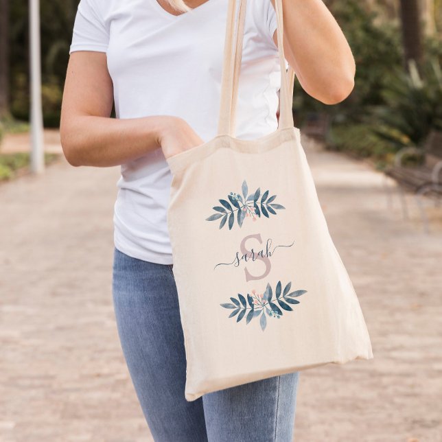 Bolso De Tela Floral de acuarela de Lilac Monogramada (Subido por el creador)