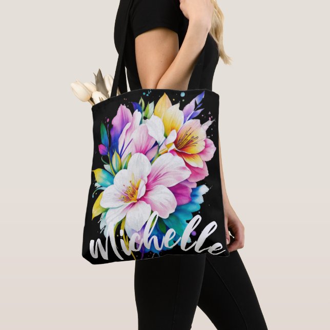 Bolso De Tela Floral de acuarela negrita (Detalle)