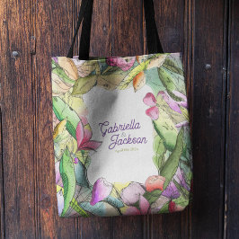 Bolso De Tela Floral de acuarela personalizada
