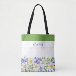 Bolso De Tela Floral de acuarela personalizada - Nombre personal