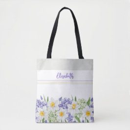 Bolso De Tela Floral de acuarela personalizada - Nombre personal